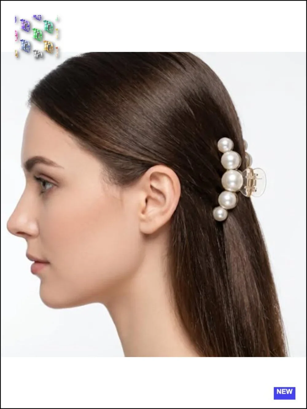Large High-Gloss Pearl Hair Claw Clip Set Strong Hold No Slip 4 PCS